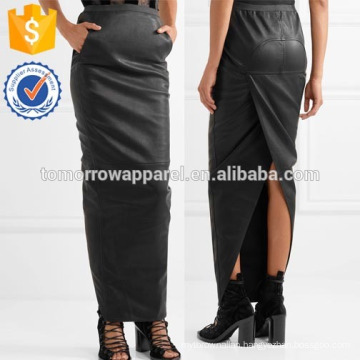 New Fashion Ruched Stretch Leather Maxi Daily Skirt DEM/DOM Manufacture Wholesale Fashion Women Apparel (TA5171S)
